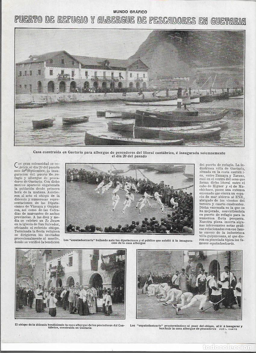 Collezionismo: A&Ntilde;O 1919 RECORTE PRENSA GUETARIA PUERTO ESPATADANZARIS INAUGURACION CASA ALBERGUE DE PESCADORES