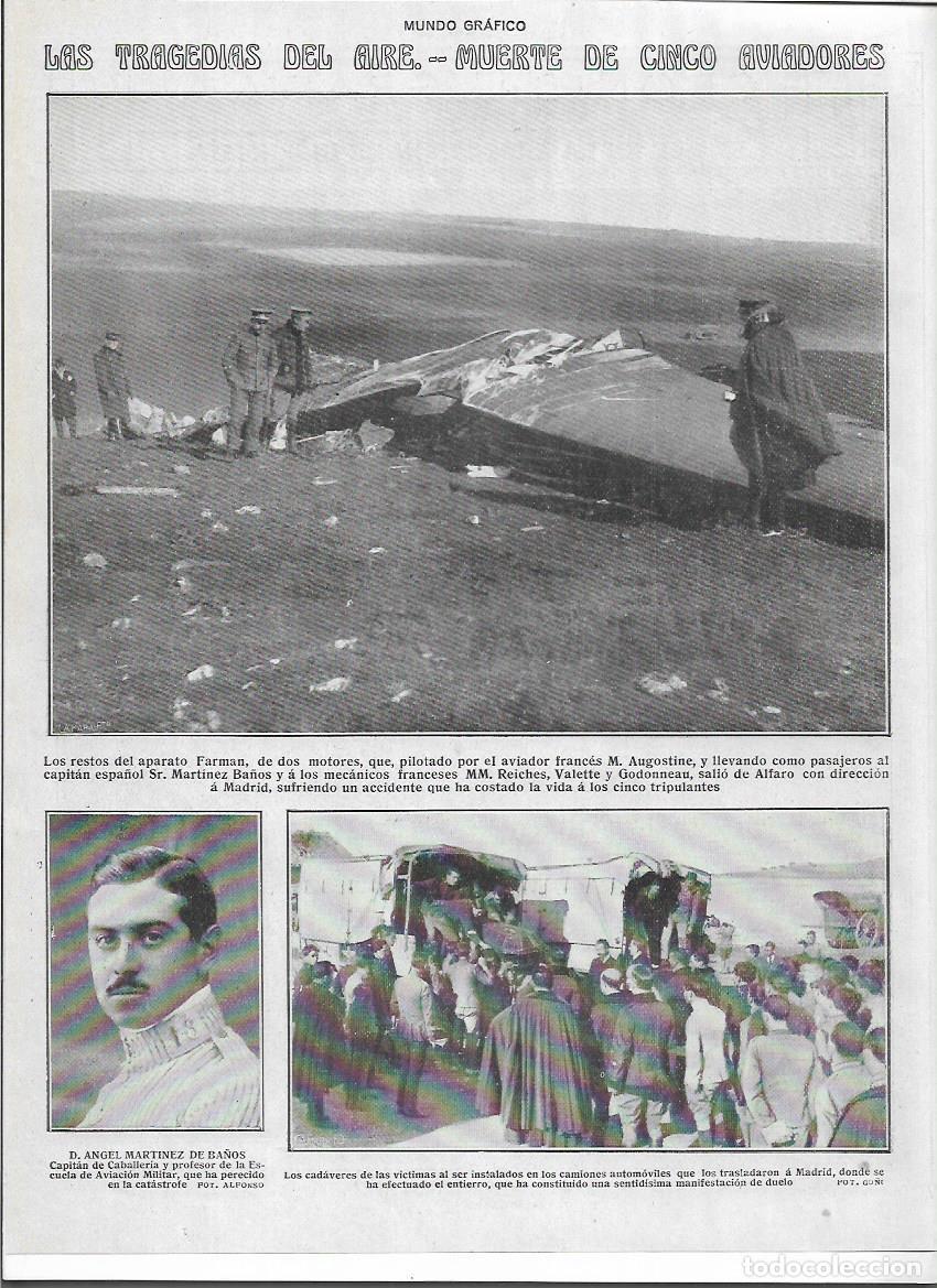 Sammelleidenschaft Papier: 1919 RECORTE PRENSA ACCIDENTE AVIACION FARMAN MUERTE PILOTO AGUSTINE Y CINCO PASAJEROS ALFARO MADRID