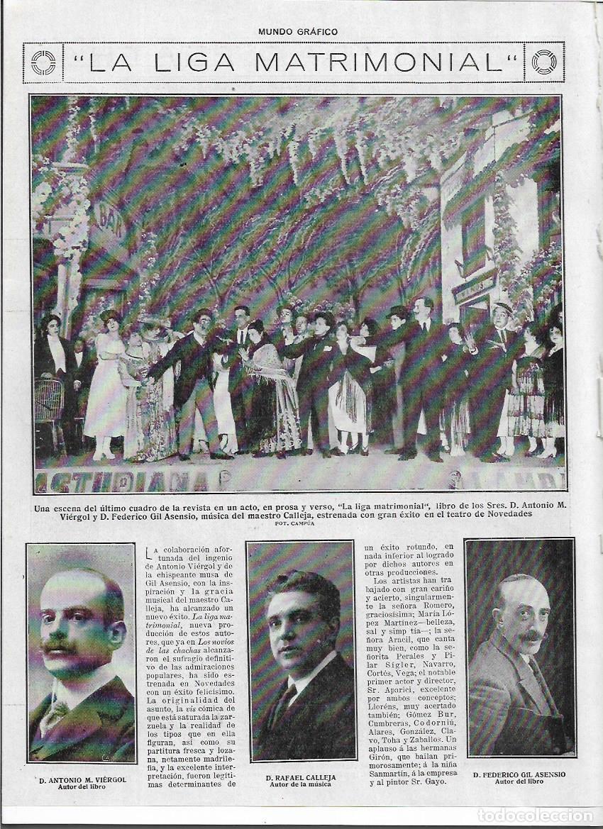 Sammelleidenschaft Papier: A&Ntilde;O 1919 RECORTE PRENSA TEATRO NOVEDADES ESCENA REVISTA LA LIGA MATRIMONIAL MUSICA RAFAEL CALLEJA