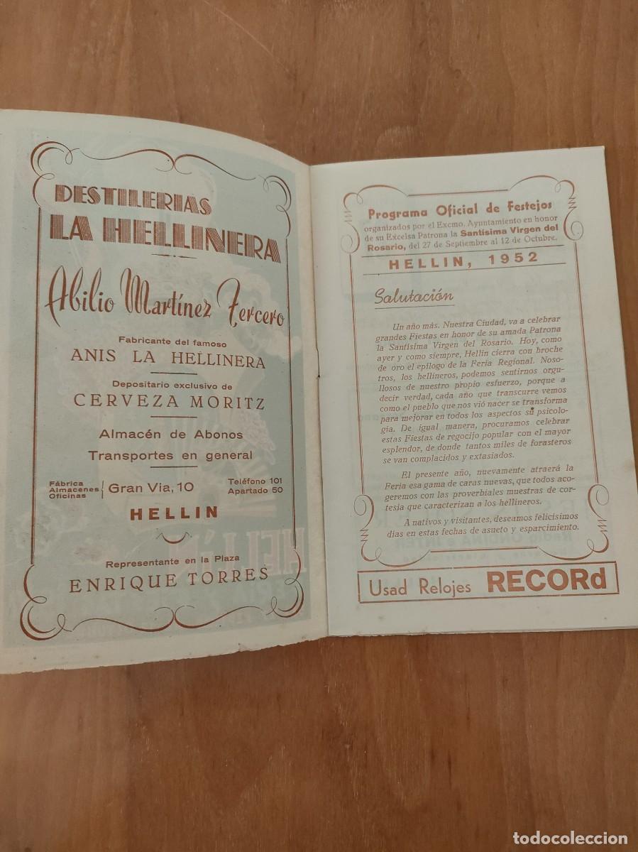 Coleccionismo: PROGRAMA DE FERIA Y FIESTAS HELLIN 1952 - Foto 3
