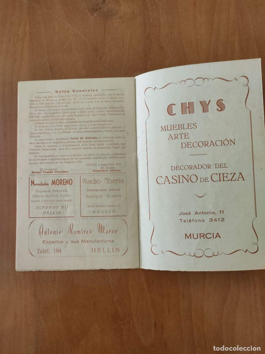 Coleccionismo: PROGRAMA DE FERIA Y FIESTAS HELLIN 1952 - Foto 4
