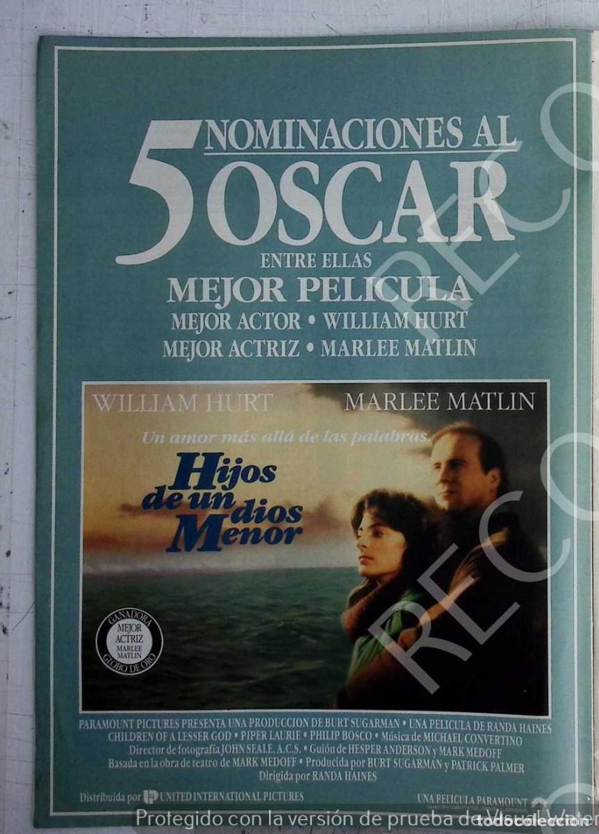 Sammeln: WILLIAM HURT MARLEE MATLIN HIJOS DE UN DIOS MENOR PUBLICIDAD EN PRENSA