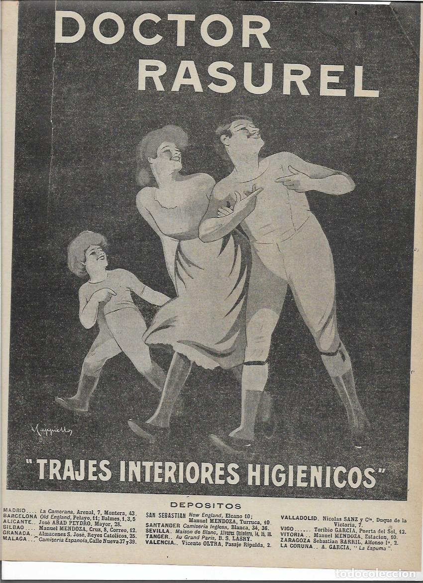 Sammelleidenschaft Papier: A&Ntilde;O 1919 RECORTE PRENSA PUBLICIDAD DOCTOR RASUREL TRAJES INTERIORES HIGIENICOS ROPA INTERIOR