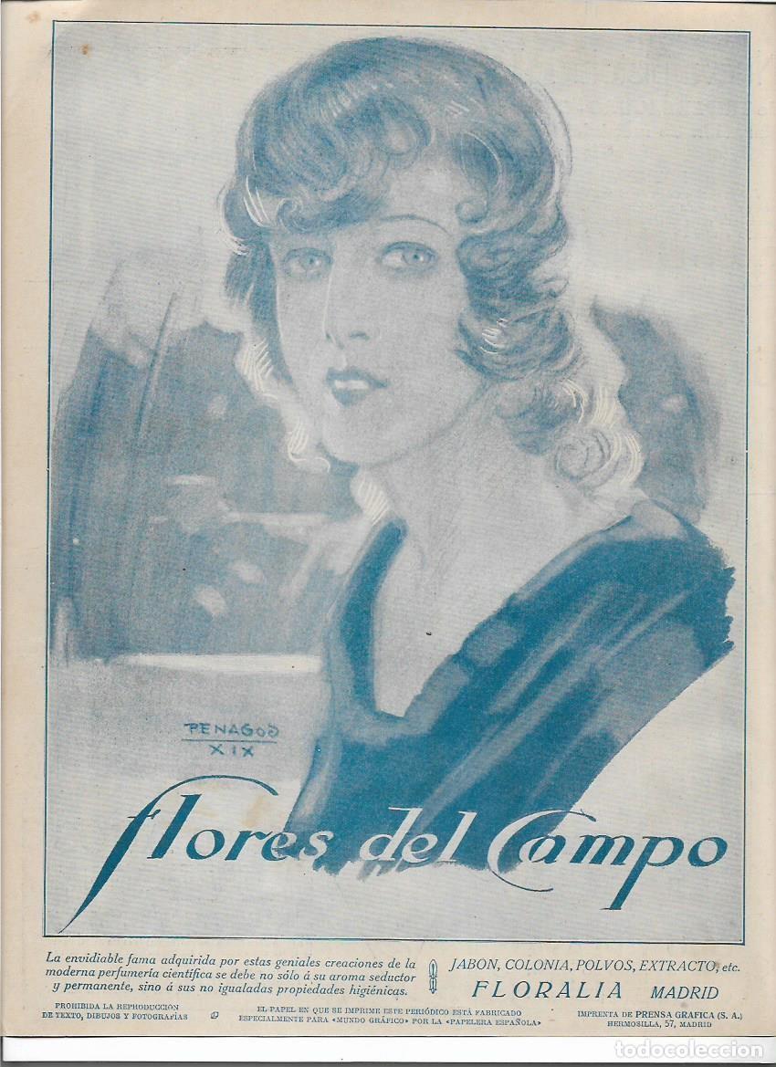 Collecting paper: A&Ntilde;O 1919 RECORTE PRENSA PUBLICIDAD FLORES DEL CAMPO PERFUMERIA FLORALIA JABON COLONIA DIBUJO PENAGOS