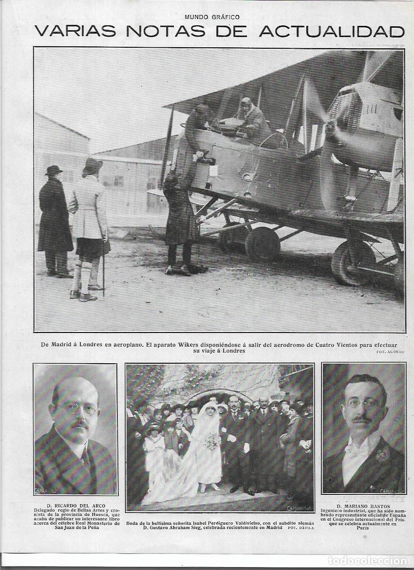 Sammelleidenschaft Papier: A&Ntilde;O 1919 RECORTE PRENSA MADRID AERODROMO AVIACION VUELO MADRID LONDRES EN AEROPLANO WIKERS