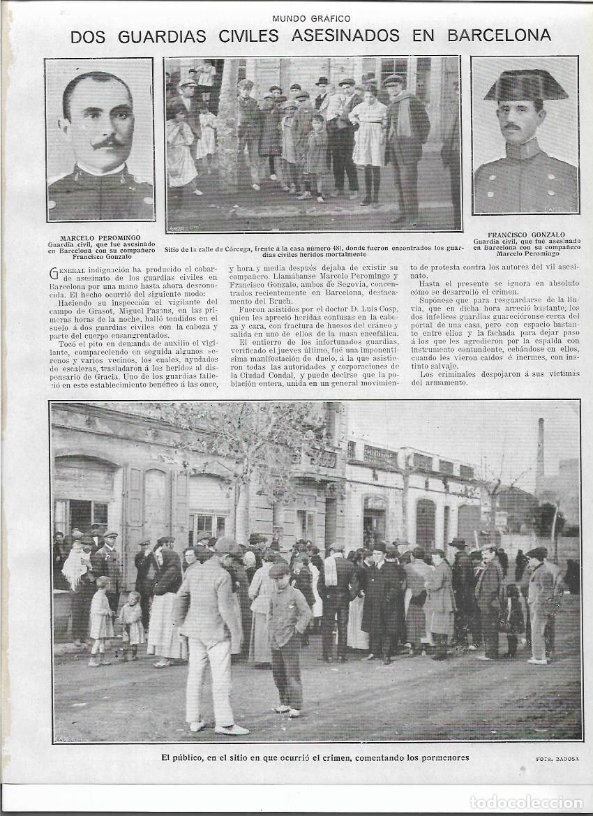 Sammelleidenschaft Papier: A&Ntilde;O 1919 RECORTE PRENSA BARCELONA ASESINATO DOS GUARDIAS CIVILES CALEL CORCEGA PUBLICO PEROMINGO