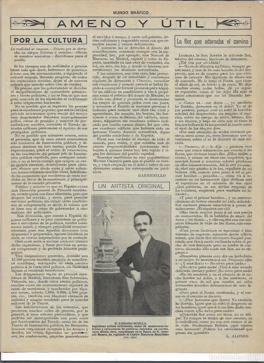 Sammelleidenschaft Papier: 1919 RECORTE PREN CASIANO SEVILLA ARTISTA EXTREME&Ntilde;O REGALO ESCULTURA MAURA AL CENTRO MAURISTA MADRID