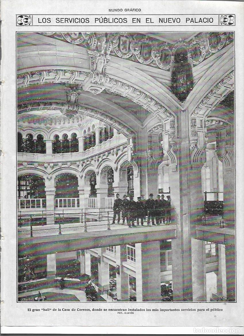 Collecting paper: A&Ntilde;O 1919 RECORTE PRENSA MADRID INAUGURACION PALACIO CORREOS OFICINAS SALA DE BATALLA CALEFACCION