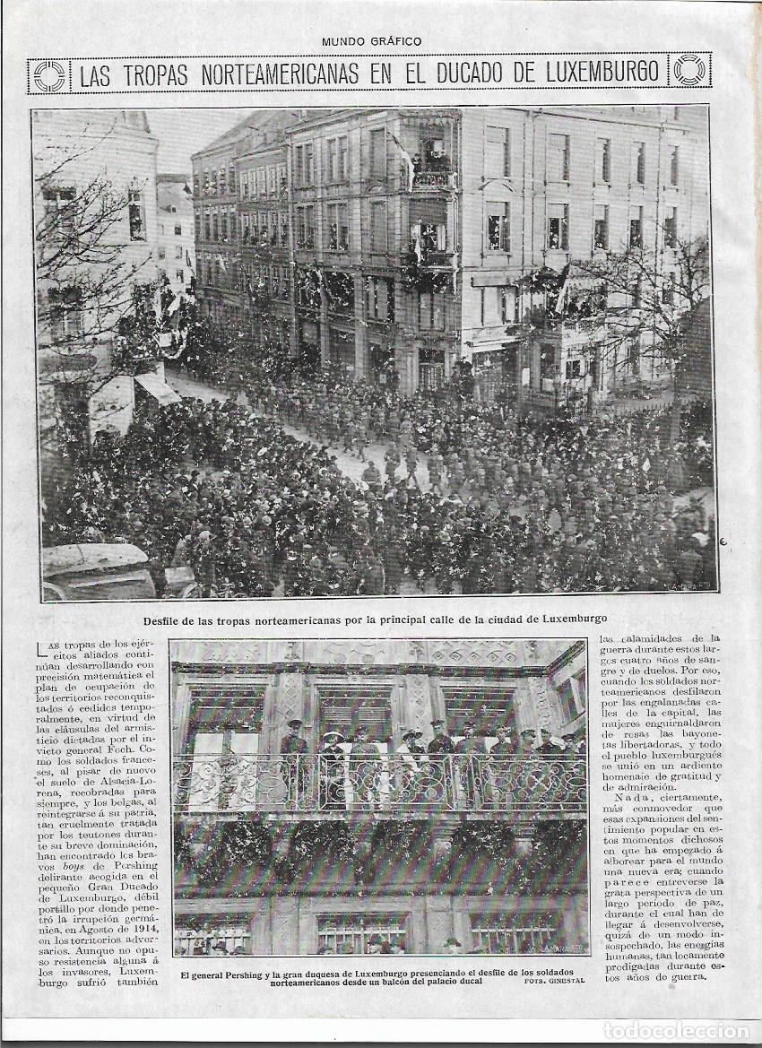 Coleccionismo: A&Ntilde;O 1919 RECORTE PRENSA DESFILE TROPAS AMERICANAS EN EL DUCADO DE LUXEMBURGO
