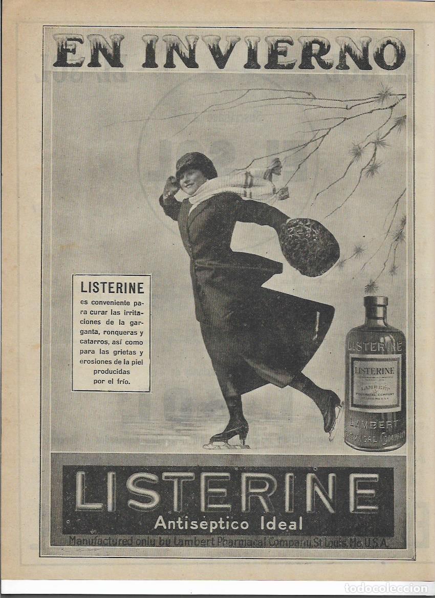 Coleccionismo: A&Ntilde;O 1919 RECORTE PRENSA PUBLICIDAD LISTERINE ANTISEPTICO LAMBERT