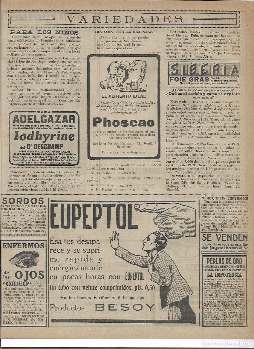 Colecionismo: A&Ntilde;O 1919 RECORTE PRENSA PUBLICIDAD EUPEPTOL PRODUCTOS BESOY TOS PRODUCTOS FARMACEUTICOS