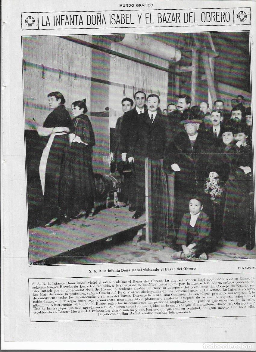 Colecionismo: A&Ntilde;O 1919 RECORTE PRENSA MADRID VISITA INFANTA ISABEL AL BAZAR DEL OBRERO