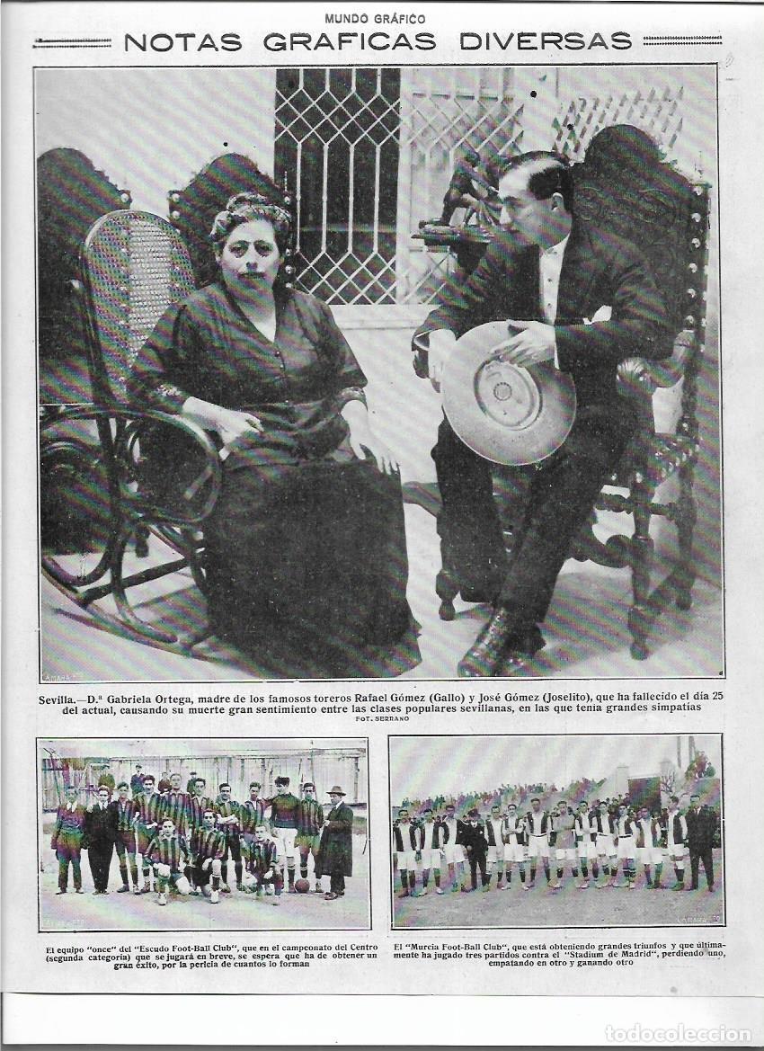 Collectionnisme: A&Ntilde;O 1919 RECORTE PRENSA MURCIA FUTBOL CLUB EQUIPO JUGADORES QUE HAN JUGADO EN EL ESTADIUM DE MADRID