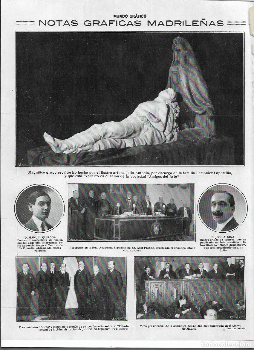 Collectionnisme: A&Ntilde;O 1919 RECORTE PRENSA ESCULTURA ESCULTOR JULIO ANTONIO ENCARGO FAMILIA LAMONIER LAPORTILLA