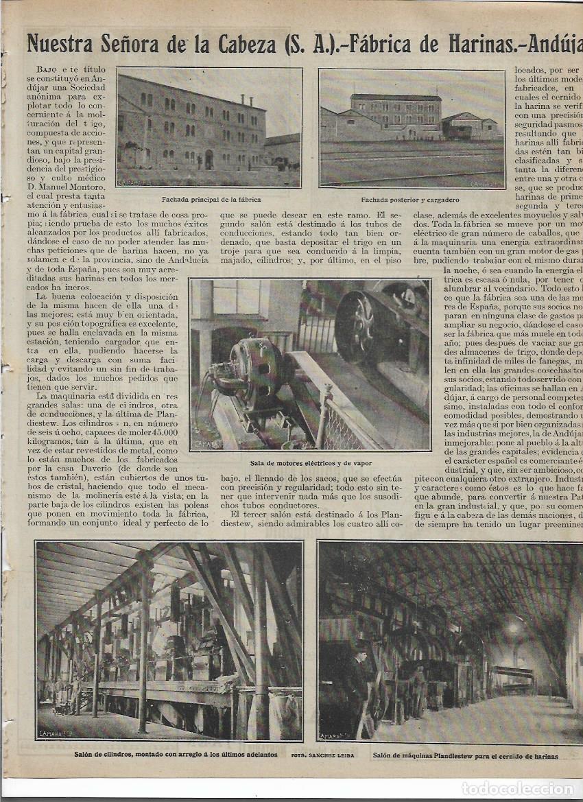 Collezionismo: A&Ntilde;O 1919 RECORTE PRENSA ANDUJAR NUESTRA SE&Ntilde;ORA DE LA CABEZA FABRICA DE HARINAS MAQUINA PLANDIESTEW