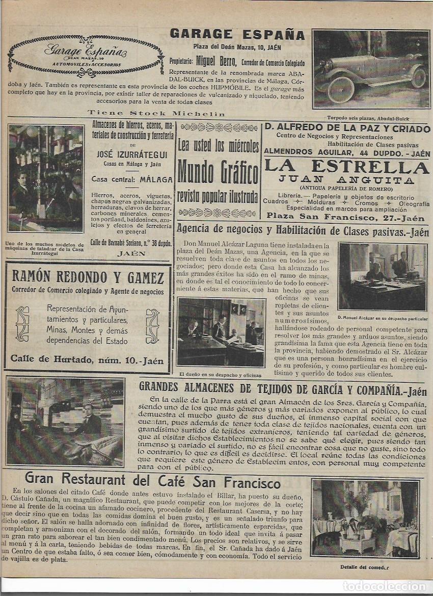 Colecionismo: A&Ntilde;O 1919 RECORTE PRENSA PUBLICIDAD CASTULO CA&Ntilde;ADA GRAN RESTAURANTE CAFE SAN FRANCISCO JAEN