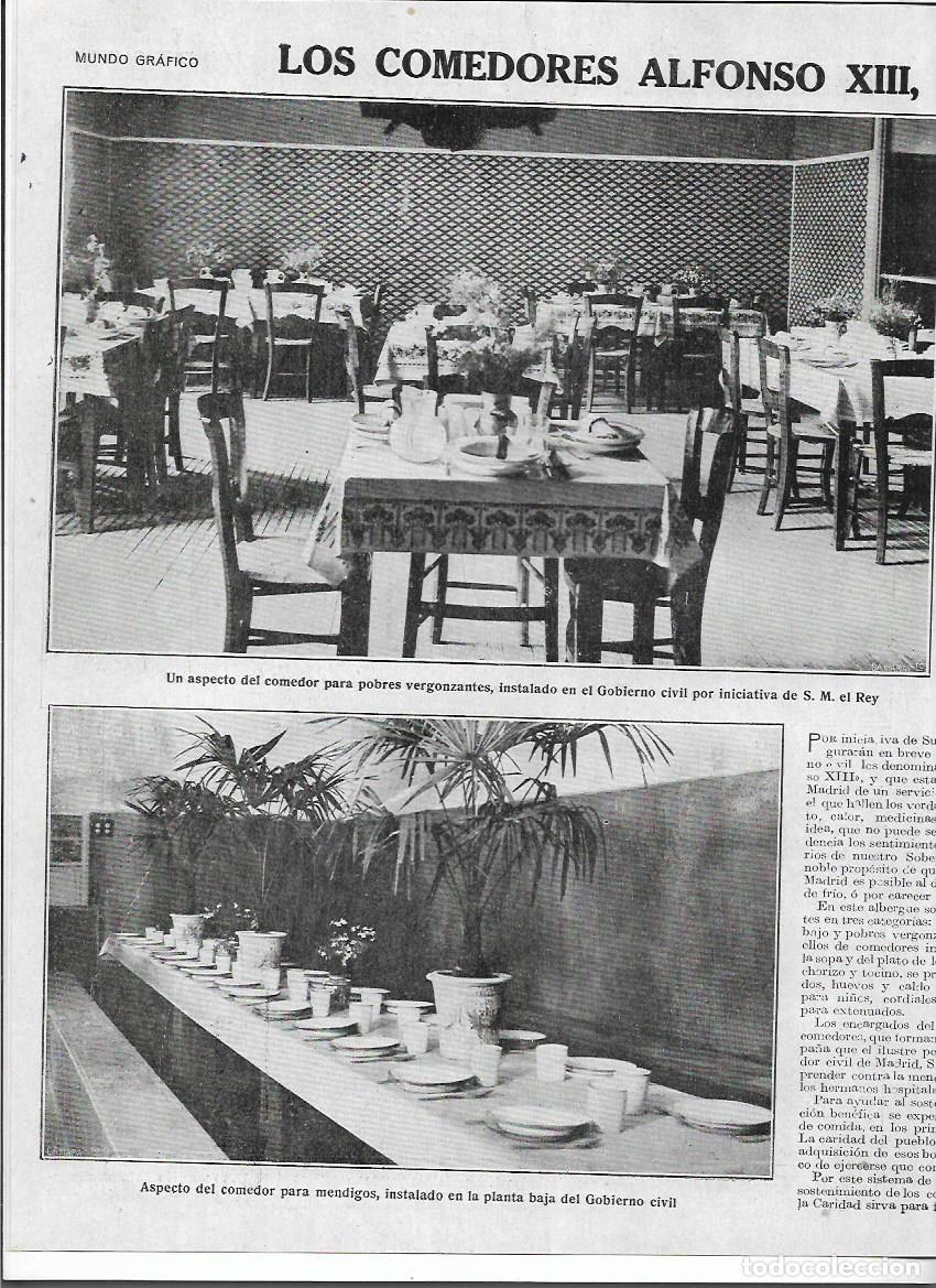Colecionismo: 1919 RECORTE PRENS MADRID COMEDOR ALFONSO XIII GOBIERO CIVIL POBRES OBREROS SIN TRABAJO FELIPE NERI