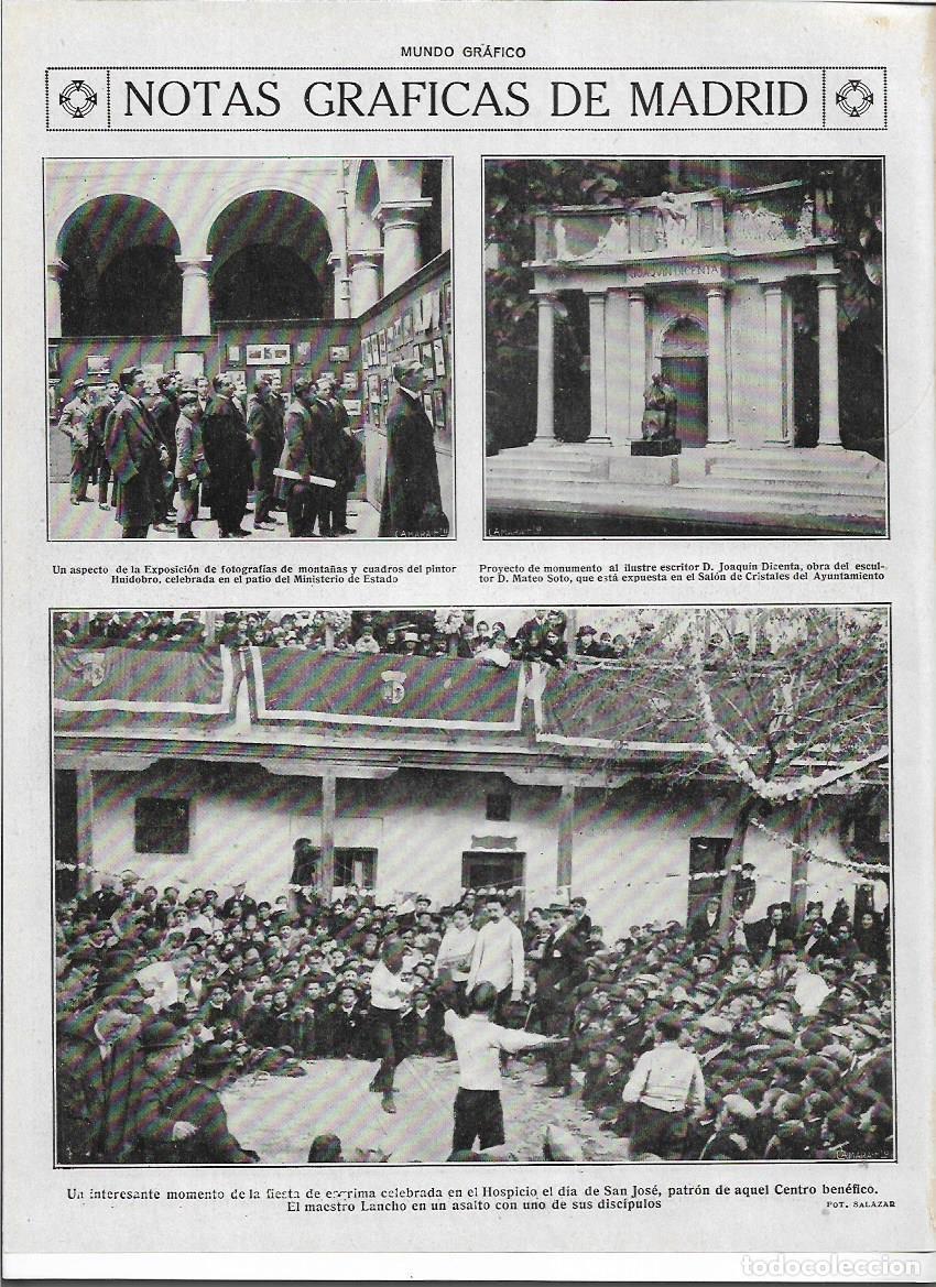 Colecionismo: A&Ntilde;O 1919 RECORTE PRENSA MADRID PROYECTO MONUMENTO ESCRITOR JOAQUIN DICENTA ESCULTURA MATEO SOTO