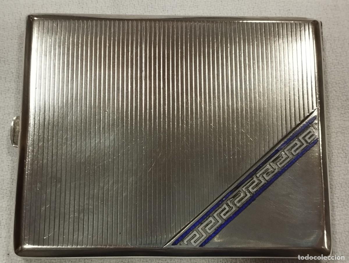 Coleccionismo: PITILLERA DE PLATA CON GRECA ESMALTADA - Foto 1