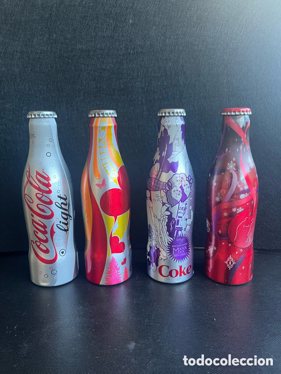 Coleccionismo: 4 botellas de aluminio de Coca-Cola
