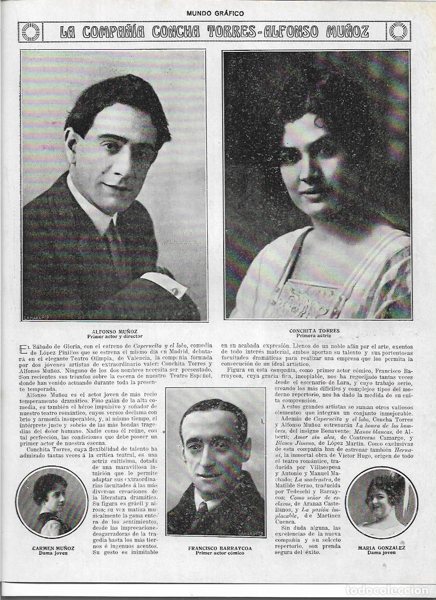 Collecting paper: A&Ntilde;O 1919 RECORTE PRENSA TEATRO COMPA&Ntilde;IA CONCHA TORRES ALFONSO MU&Ntilde;OZ FRANCISCO BARRAYCOA ARTISTAS