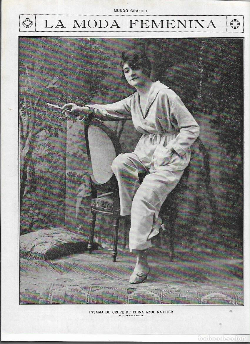 Colecionismo: A&Ntilde;O 1919 RECORTE PRENSA MODA FEMENINA MUJER PIJAMA DE CREPE DE CHINA AZUL NATTIER