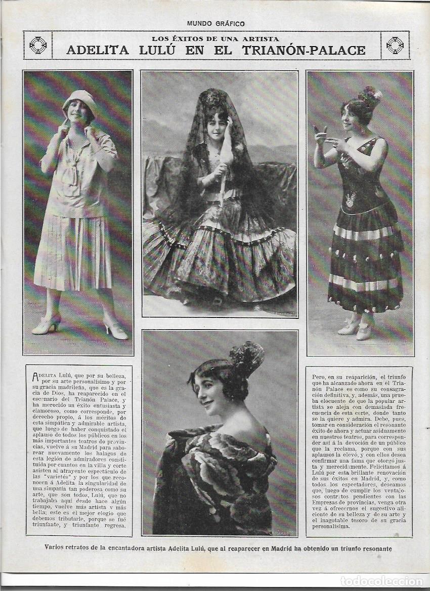 Collectionnisme: A&Ntilde;O 1919 RECORTE PRENSA MADRID ADELITA LULU ARTISTA EN EL TRIANON PALACE TEATRO GRAN EXITO