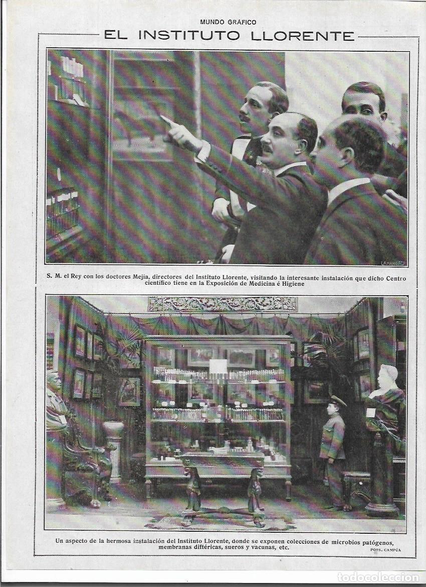 Collectionnisme: A&Ntilde;O 1919 RECORTE PRENSA INSTITUTO LLORENTE MADRID VISITA REY INSTALACION EXPOSICION MEDICINA SUEROS
