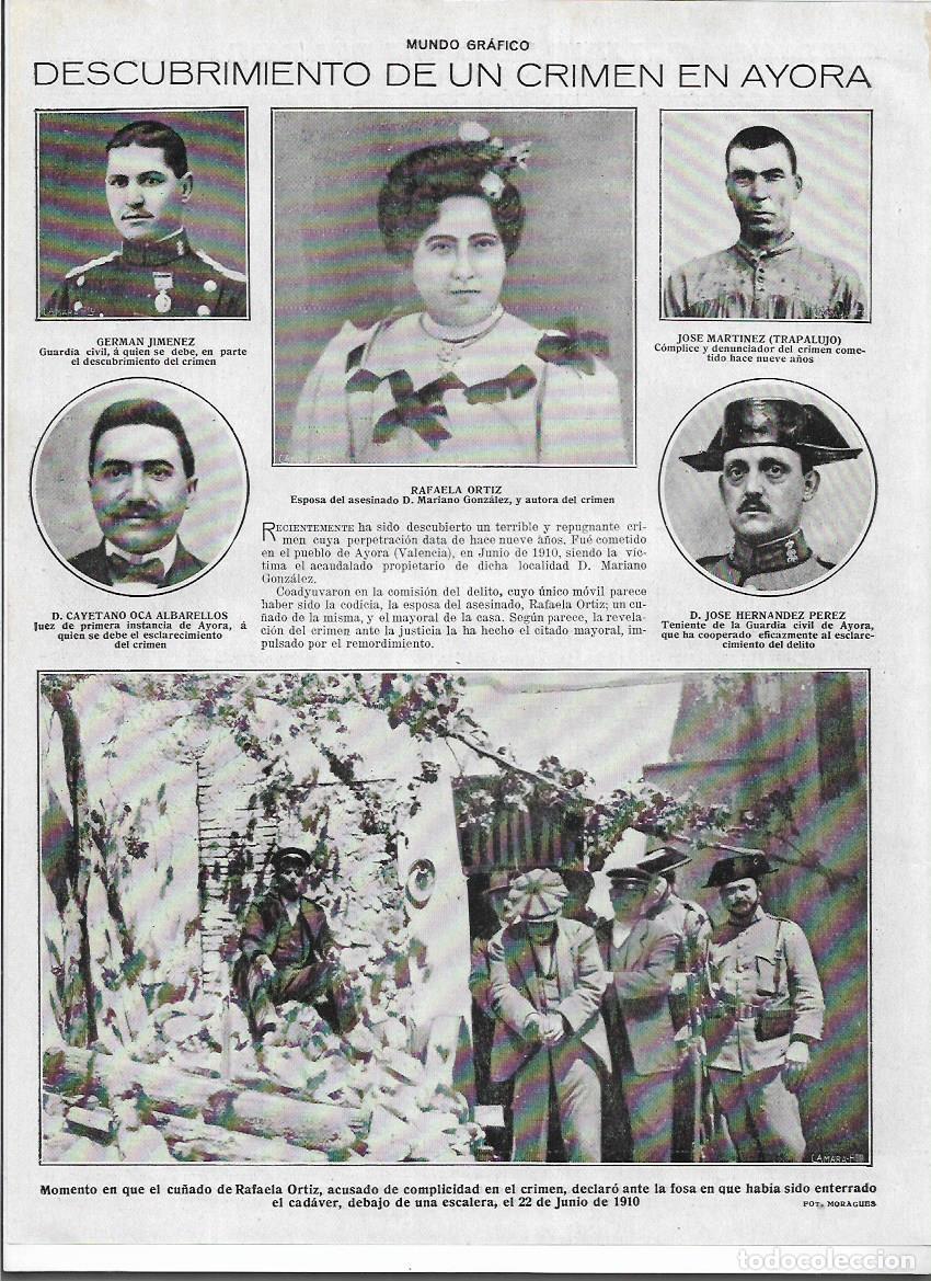 Collectionnisme: A&Ntilde;O 1919 RECORTE PRENSA AYORA AIROA CRIMEN MARIANO GONZALEZ RAFAELA ORTIZ FOSA CADAVER ENTERRADO