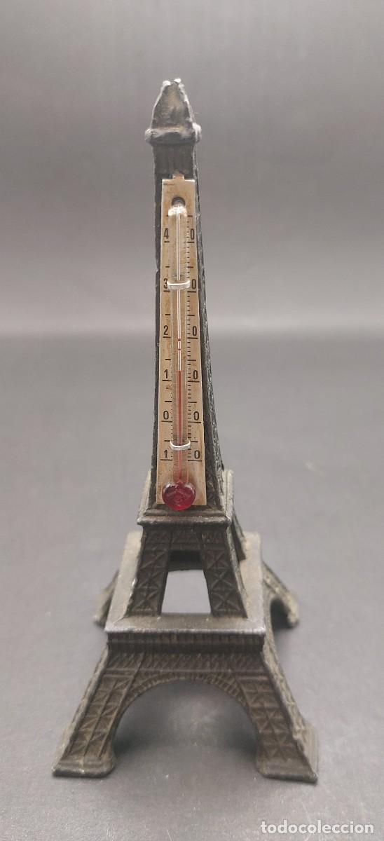 Coleccionismo: TORRE EIFFEL DE METAL CON TERM&Oacute;METRO - Foto 2