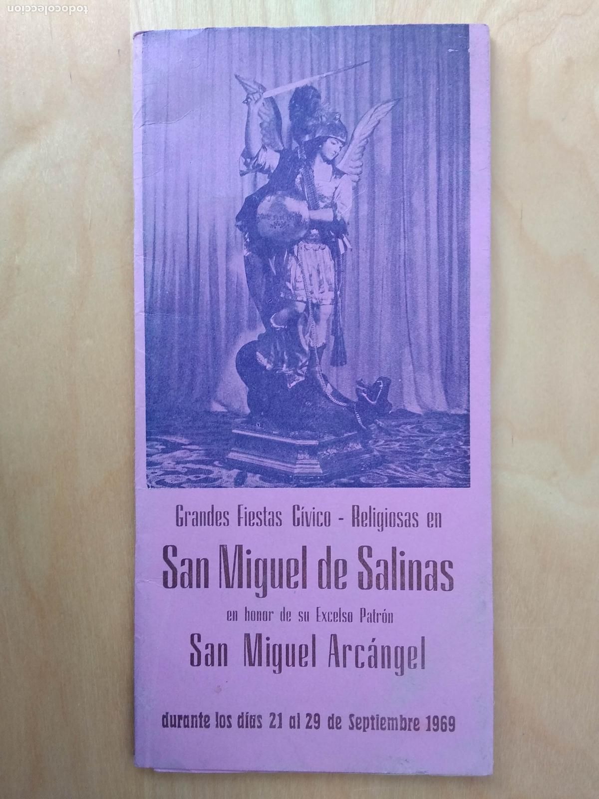 Coleccionismo: PROGRAMA OFICIAL FIESTAS CIVICO RELIGIOSAS EN SAN MIGUEL DE SALINAS ALICANTE A&Ntilde;O 1969