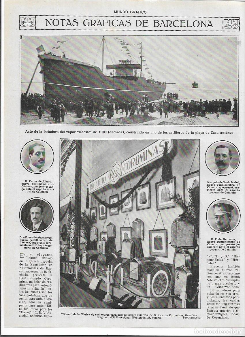 Collectionnisme: A&Ntilde;O 1919 RECORTE PRENSA BCNA EXPOSICION AUTOMOVIL INSTALACION FABRICA RADIADORES RICARDO COROMINAS