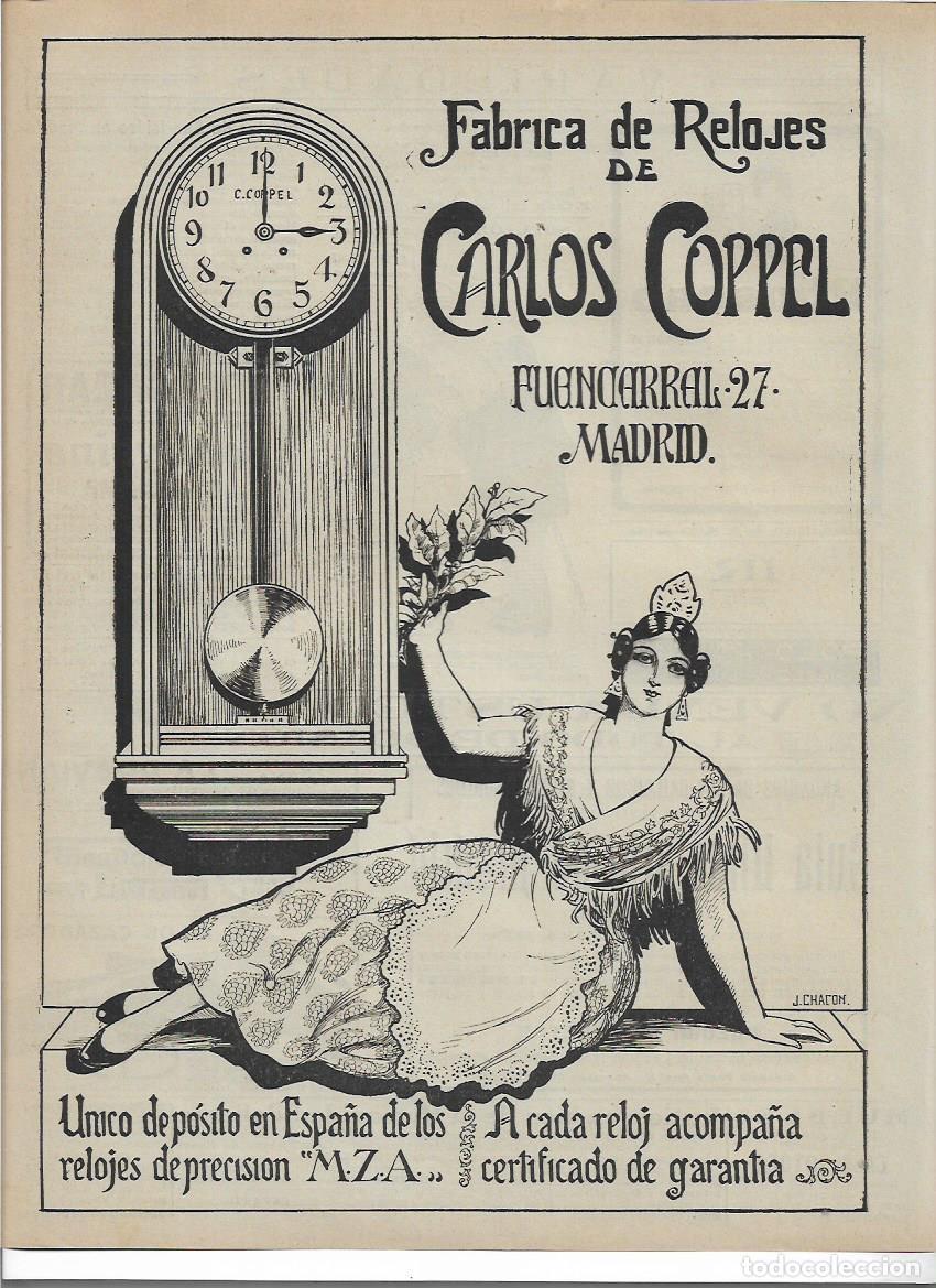 Colecionismo: A&Ntilde;O 1919 RECORTE PRENSA PUBLICIDAD FABRICA DE RELOJES CARLOS COPPEL MADRID RELOJERIA RELOJ