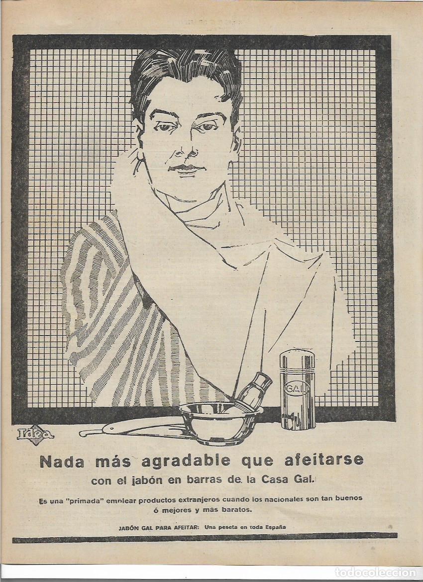 Collectionnisme: A&Ntilde;O 1919 RECORTE PRENSA PUBLICIDAD JABON EN BARRA PARA AFEITADO CASA GAL AFEITAR