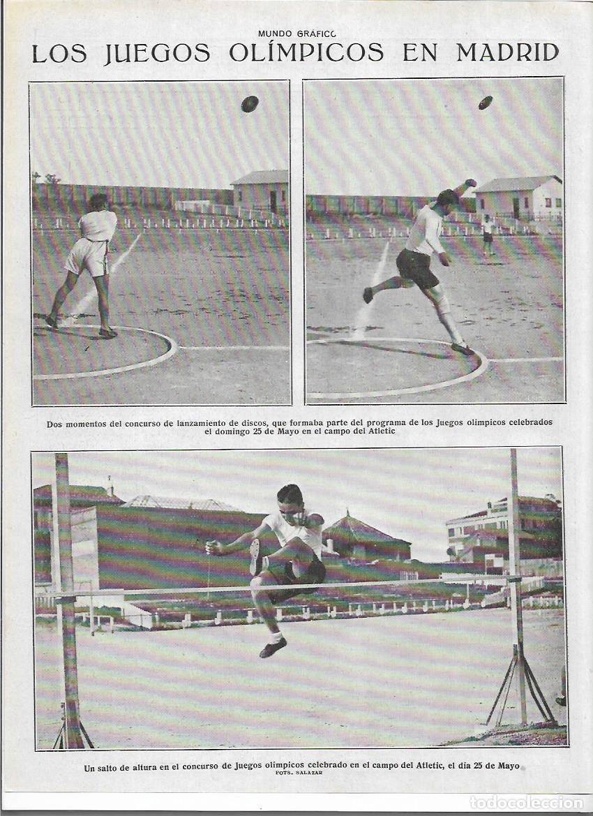 Collezionismo: A&Ntilde;O 1919 RECORTE PRENSA MADRID JUEGOS OLIMPICOS CAMPO ATLETICO ATLETISMO SALTO ALTURA DISCO