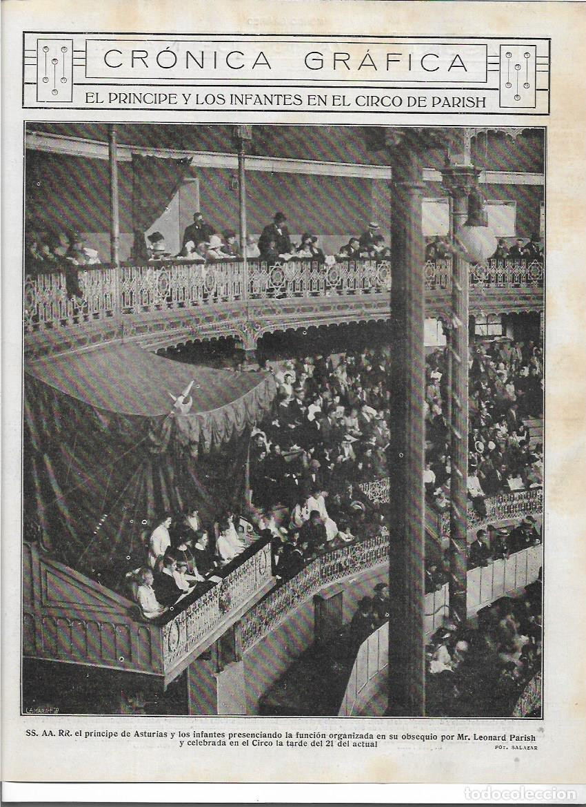 Coleccionismo: A&Ntilde;O 1919 RECORTE PRENSA TEATRO PRINCIPE Y LOS INFANTES EN EL CIRCO DE PARISH LEONARD PARISH