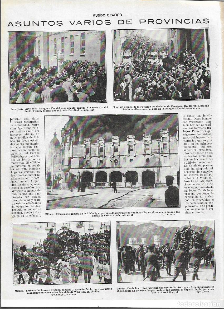 Coleccionismo: A&Ntilde;O 1919 RECORTE PRENSA ZARAGOZA FACULTAD MEDICINA INAUGURACION MONUMENTO AL DR FAIREN