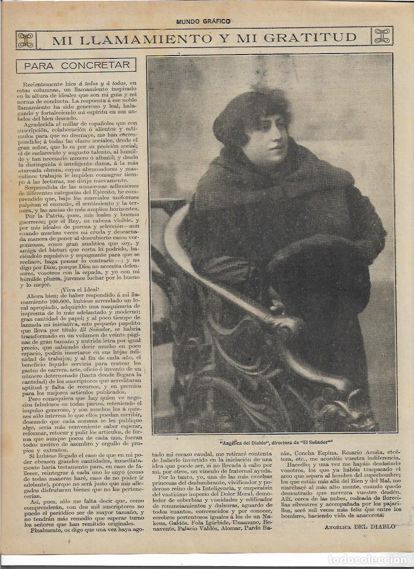 Coleccionismo: A&Ntilde;O 1919 RECORTE PRENSA ANGELICA DEL DIABLO ESCRITORA DIRECTORA EL SO&Ntilde;ADOR GRATITUD MARIA PALOMERAS