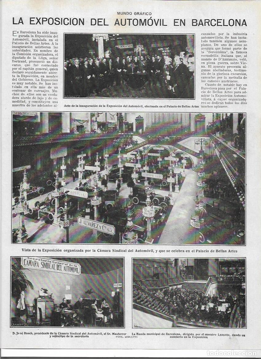 Coleccionismo: A&Ntilde;O 1919 RECORTE PRENSA BARCELONA EXPOSICION DEL AUTOMOVIL CAMARA SINDICAL CONCIERTO BANDA MUSICA