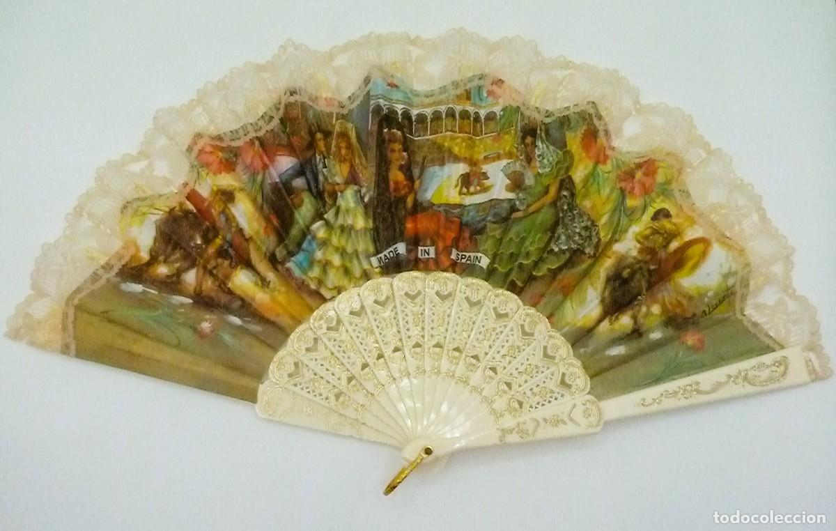Coleccionismo: Abanico escena Flamenco y toros. Souvenir