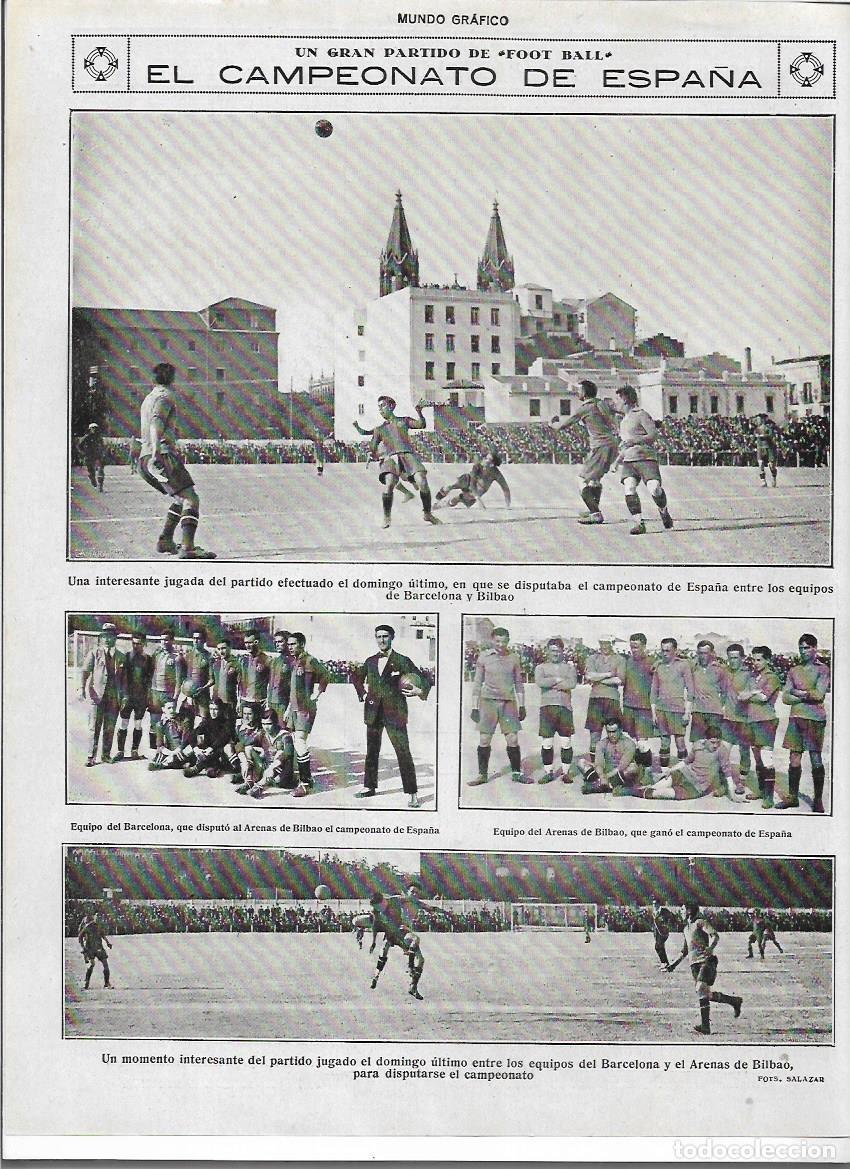 Colecionismo: A&Ntilde;O 1919 RECORTE PRENSA DEPORTES CAMPEONATO FUTBOL EQUIPO BARCELONA Y EL ARENAS DE BILBAO GANADOR