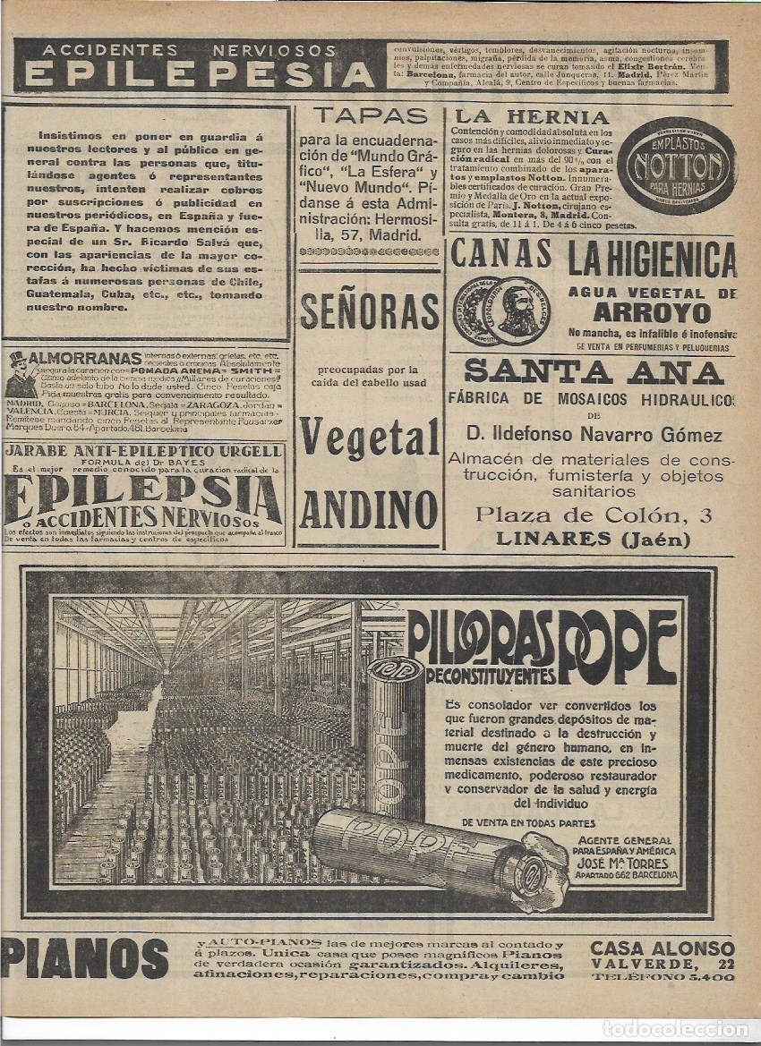 Colecionismo: A&Ntilde;O 1919 RECORTE PRENSA PUBLICIDAD PILDORAS POPE RECONSTITUYENTE PASTILLAS