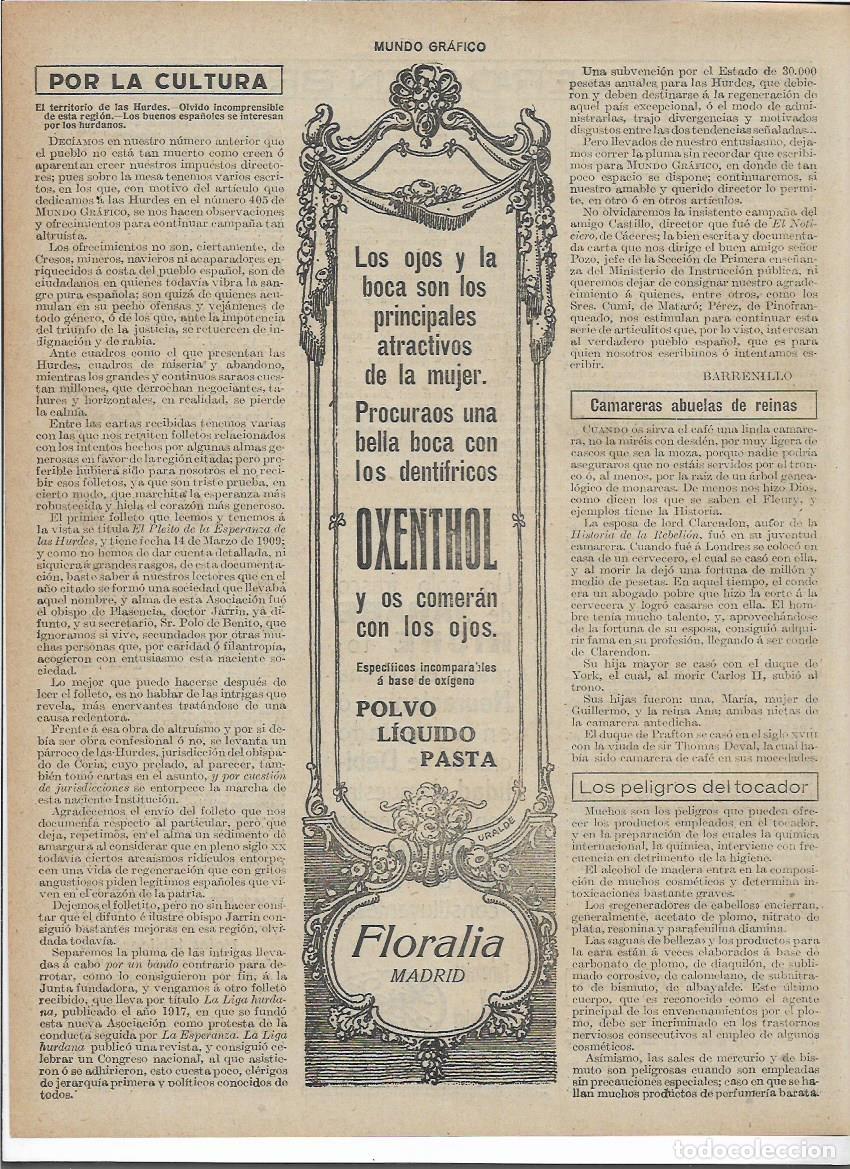 Colecionismo: A&Ntilde;O 1919 RECORTE PRENSA PUBLICIDAD OXENTHOL DENTIFRICO PASTA DIENTES CREACIONES PERFUMERIA FLORALIA