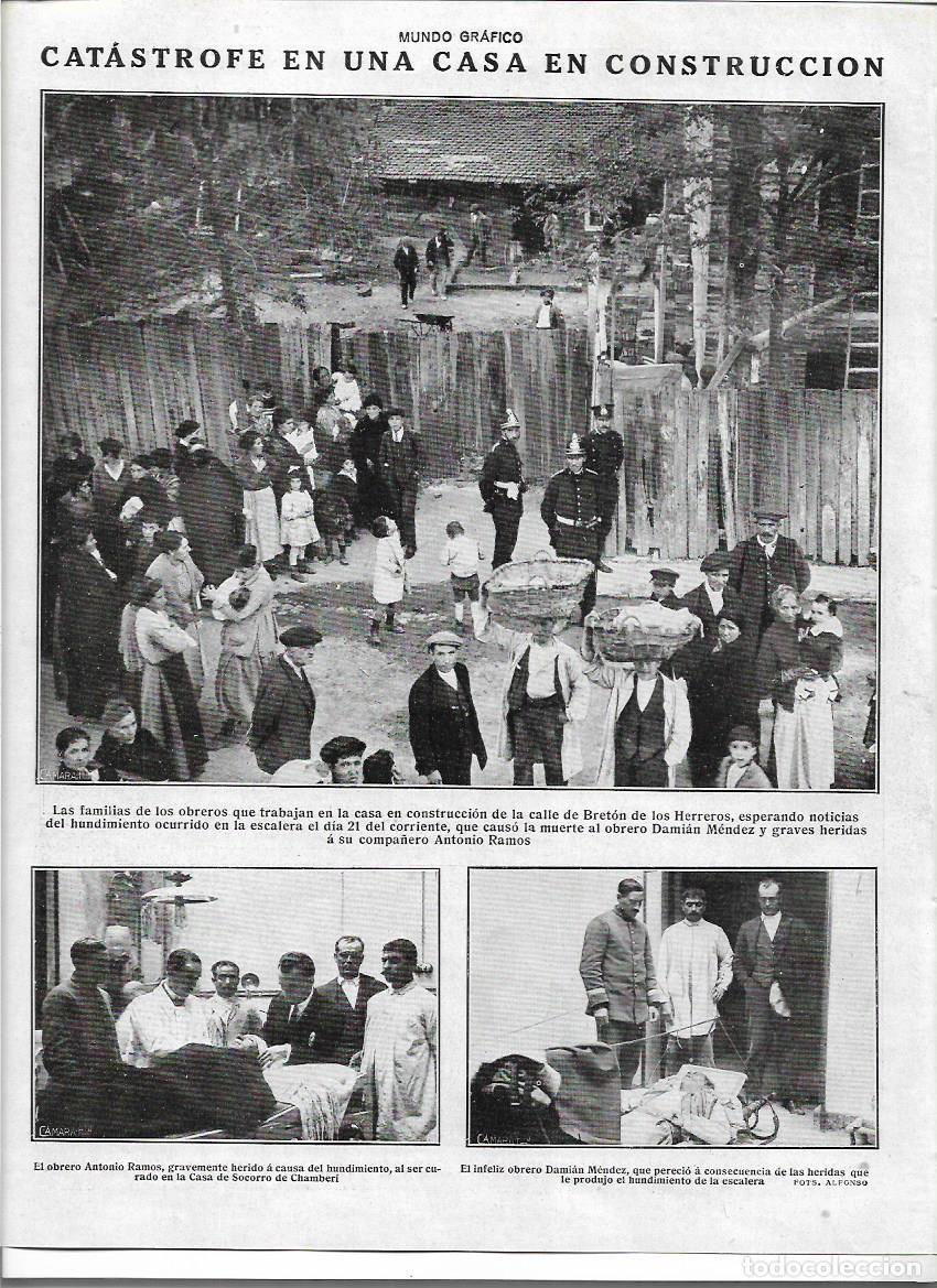 Sammelleidenschaft Papier: 1919 RECORTE PRENS MADRID ACCIDENTE CASA EN CONSTRUCCION CALLE BRETON DE LOS HERREROS MUERTE OBREROS