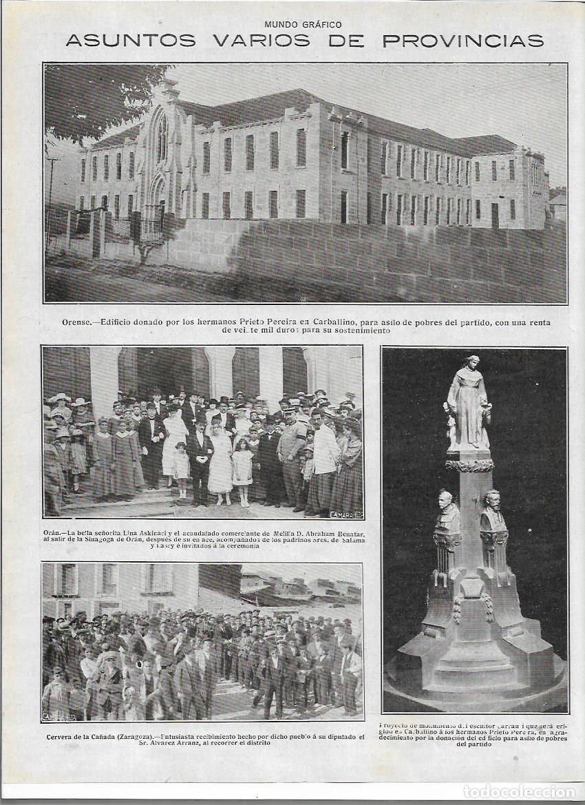Sammelleidenschaft Papier: 1919 RECORTE PRENS ORENSE CARBALLINO EDIFICIO DONADO HERMANOS PRIETO PEREIRA PARA UN ASILO MONUMENTO