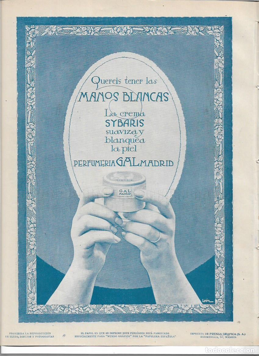 Colecionismo: A&Ntilde;O 1919 RECORTE PRENSA PUBLICIDAD CREMA DE MANOS SYBARIS PERFUMERIA GAL MADRID