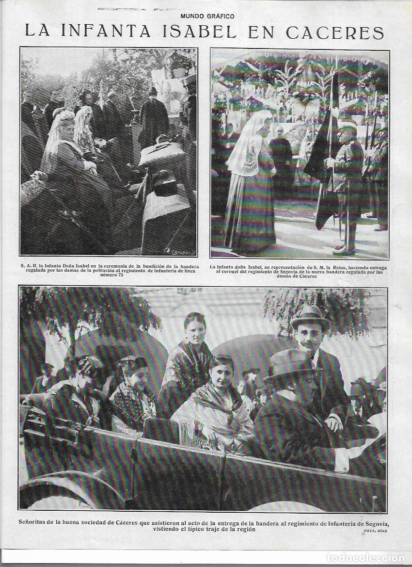 Colecionismo: A&Ntilde;O 1919 RECORTE PRENSA CACERES VISITA INFANTA ISABEL ENTREGA NUEVA BANDERA REGIMIENTO DE SEGOVIA