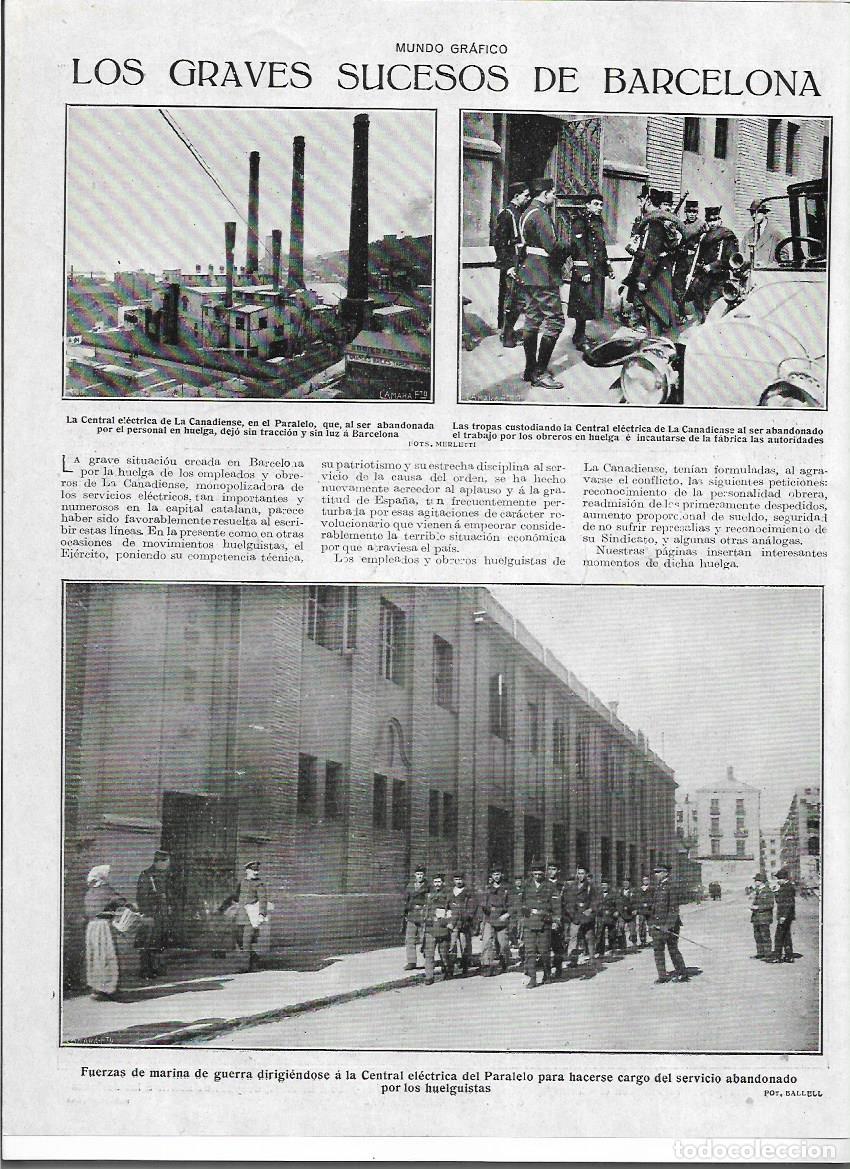 Colecionismo: 1919 RECORTE PRENS HUELGA BARCELONA SIN LUZ NI AGUA CENTRAL ELECTRICA LA BORDETA CANADIENSE PARALELO