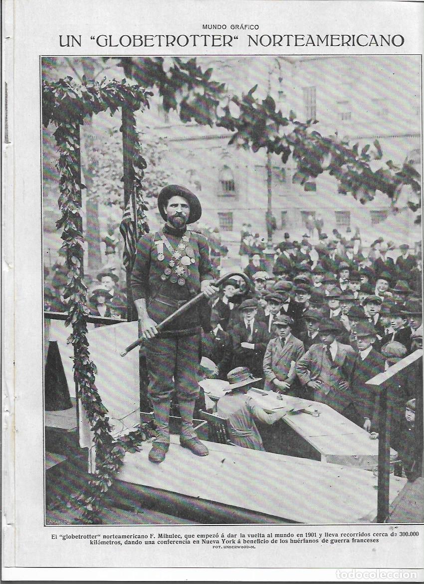Collecting paper: &Ntilde;O 1919 RECORTE PRENSA MIHULER GLOBETROTTER NORTEAMERICANO VUELTA AL MUNDO CONFERENCIA EN NUEVA YORK