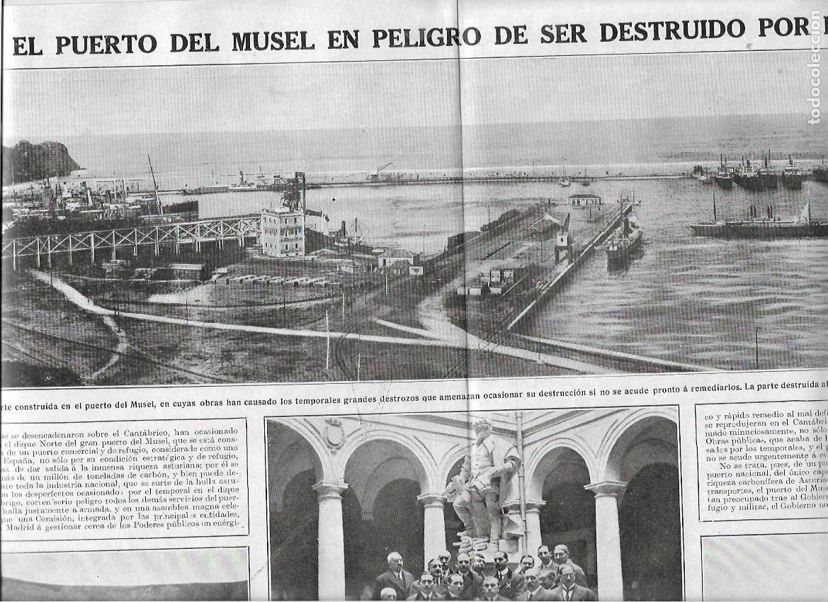 Colecionismo: A&Ntilde;O 1919 RECORTE PRENS GIJON PUERTO EL MUSEL EN PELIGRO DE SER DESTRUIDO POR EL MAR CARGADERO CARBON